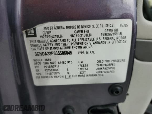 ✅ 2006 Chevrolet HHR LT • VIN: 3GNDA23P36S506045 • Lot: 74974994. Listed on Copart with 133,199 mi. Free auction sales archive from the USA and detailed vehicle history report at DreamBid. Image 13.