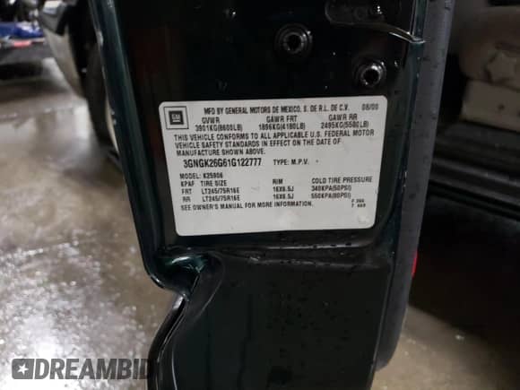 2001 Chevrolet Suburban LT with VIN 3GNGK26G61G122777, listed as a Copart auction lot 76675594 with 240,381 mi miles and Non repairable. Bid and sale history available at DreamBid. Image 13.