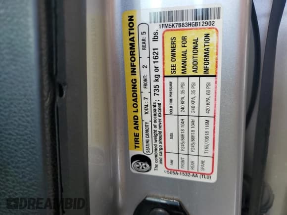 ✅ 2017 Ford Explorer • VIN: 1FM5K7B83HGB12902 • Лот: 59748805. Опубликован ранее на Copart с пробегом 202 368 миль. Бесплатный доступ к архиву аукционных продаж из США и подробный отчёт об истории автомобиля на DreamBid. Изображение 14.