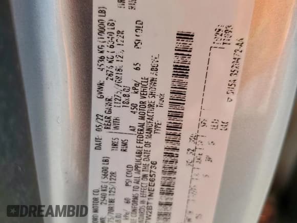 ✅ 2022 Ford F-250 XL • VIN: 1FT7W2BT1NEE65736 • Lot: 85551845. Wystawiony na Copart z przebiegiem 111 726 mil. Bezpłatny archiwum sprzedaży aukcyjnych z USA i szczegółowy raport historii pojazdu na DreamBid. Zdjęcie 12.