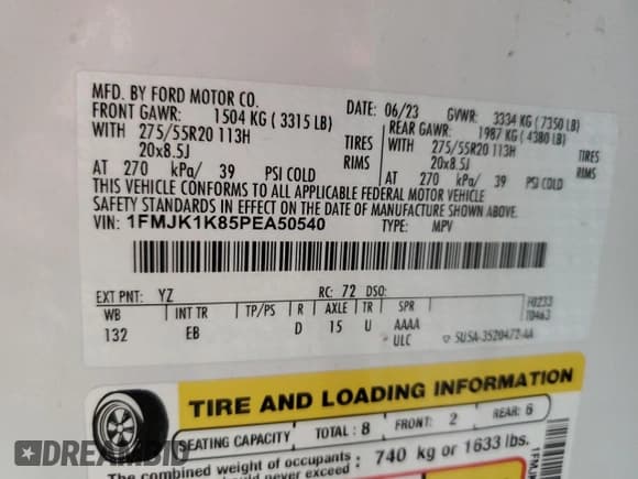 ✅ 2023 Ford Expedition Max Limited • VIN: 1FMJK1K85PEA50540 • Лот: 68252845. Опубликован ранее на Copart с пробегом 68 036 миль. Бесплатный доступ к архиву аукционных продаж из США и подробный отчёт об истории автомобиля на DreamBid. Изображение 13.