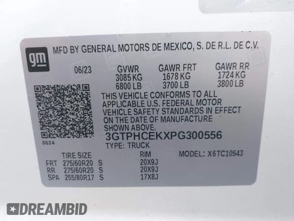 ✅ 2023 GMC Sierra 1500 Elevation • VIN: 3GTPHCEKXPG300556 • Lot: 42572562. Listed on IAAI with 37,963 mi. Free auction sales archive from the USA and detailed vehicle history report at DreamBid. Image 9.