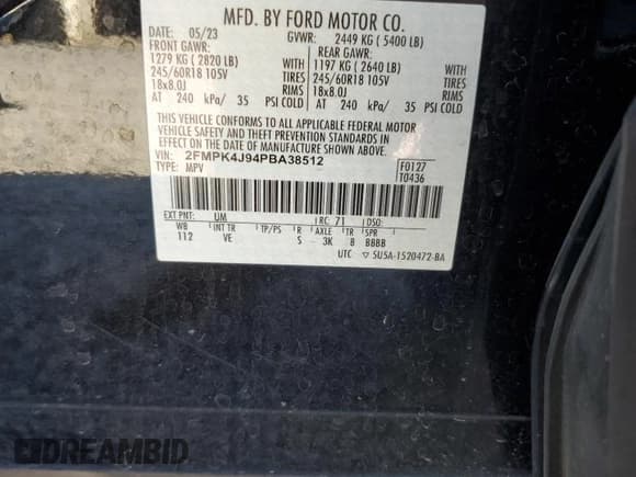 ✅ 2023 Ford Edge SEL • VIN: 2FMPK4J94PBA38512 • Lot: 86178535. Listed on Copart with 46,921 mi. Free auction sales archive from the USA and detailed vehicle history report at DreamBid. Image 13.