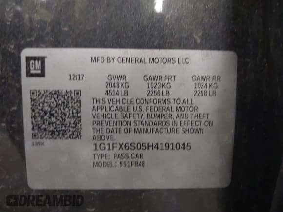 ✅ 2017 Chevrolet Bolt EV Premier • VIN: 1G1FX6S05H4191045 • Lot: 43410723. Listed on IAAI with 26,448 mi. Free auction sales archive from the USA and detailed vehicle history report at DreamBid. Image 9.