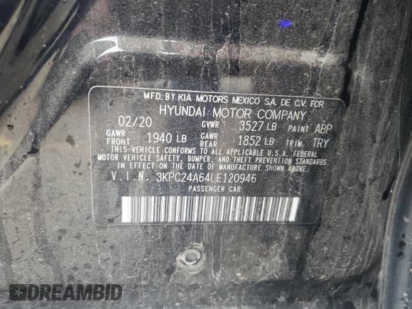 2020 Hyundai Accent SE с VIN 3KPC24A64LE120946, выставлен на аукционе Copart как лот 68387465 с пробегом 50 999 миль миль и Списание • Salvage title. История ставок и продаж доступна на DreamBid. Изображение 12.