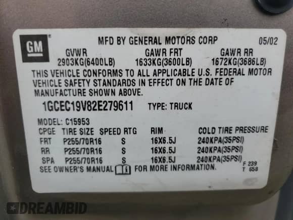 2002 Chevrolet Silverado 1500 z VIN 1GCEC19V82E279611, wystawiony jako Copart lot #63974715 z przebiegiem 242 944 mil mil oraz Szkoda całkowita • Salvage title. Historia ofert i sprzedaży dostępna na DreamBid. Obrazek 12.