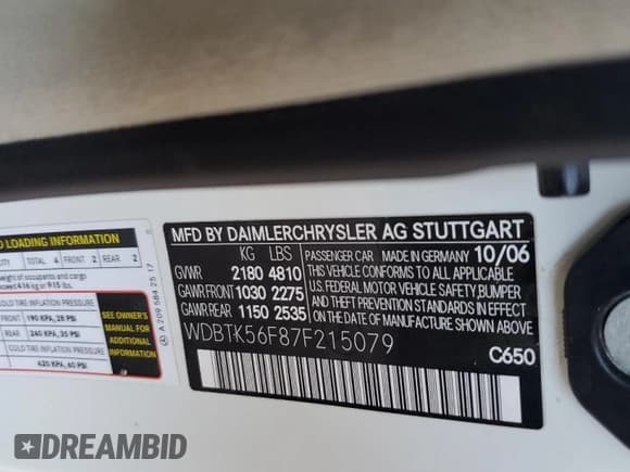 ✅ 2007 Mercedes-Benz CLK 350 • VIN: WDBTK56F87F215079 • Лот: 69141095. Опубликован ранее на Copart с пробегом 115 883 миль. Бесплатный доступ к архиву аукционных продаж из США и подробный отчёт об истории автомобиля на DreamBid. Изображение 13.