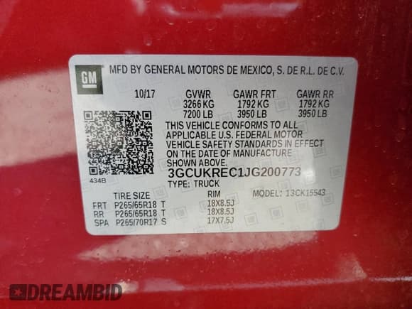 ✅ 2018 Chevrolet Silverado 1500 LT • VIN: 3GCUKREC1JG200773 • Лот: 81760605. Опубликован ранее на Copart с пробегом Не указан. Бесплатный доступ к архиву аукционных продаж из США и подробный отчёт об истории автомобиля на DreamBid. Изображение 12.