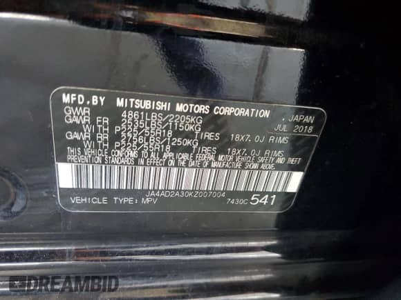 2019 Mitsubishi Outlander ES z VIN JA4AD2A30KZ007004, wystawiony jako Copart lot #69966115 z przebiegiem 89 757 mil mil oraz Szkoda całkowita • Salvage title. Historia ofert i sprzedaży dostępna na DreamBid. Obrazek 13.