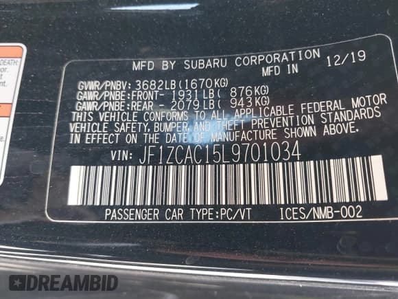 ✅ 2020 Subaru BRZ Limited • VIN: JF1ZCAC15L9701034 • Лот: 43513754. Опубликован ранее на IAAI с пробегом 55 590 миль. Бесплатный доступ к архиву аукционных продаж из США и подробный отчёт об истории автомобиля на DreamBid. Изображение 9.