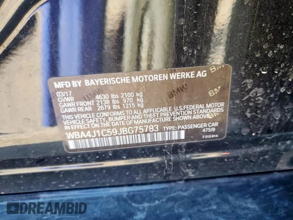 ✅ 2018 BMW 4 Series 430i • VIN: WBA4J1C59JBG75783 • Lot: 81983535. Listed on Copart with 71,815 mi. Free auction sales archive from the USA and detailed vehicle history report at DreamBid. Image 13.