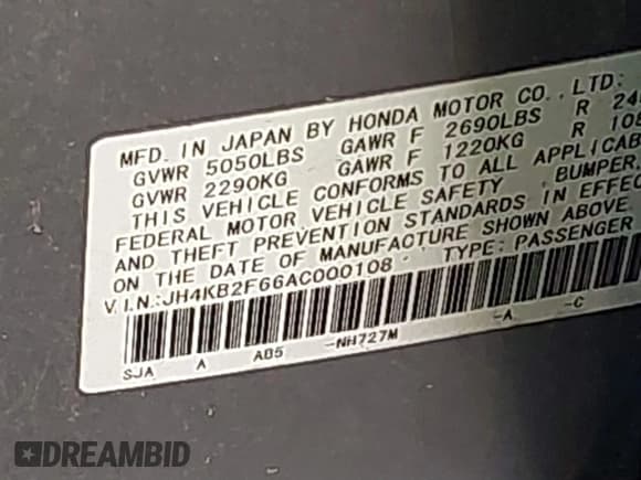 ✅ 2010 Acura RL Technology • VIN: JH4KB2F66AC000108 • Lot: 41353904. Listed on IAAI with 154,576 mi. Free auction sales archive from the USA and detailed vehicle history report at DreamBid. Image 9.