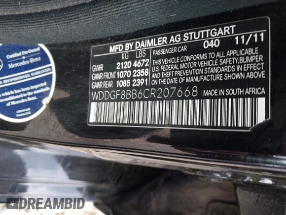 ✅ 2012 Mercedes-Benz C 300 Sport • VIN: WDDGF8BB6CR207668 • Lot: 43286103. Wystawiony na IAAI z przebiegiem 133 234 mil. Bezpłatny archiwum sprzedaży aukcyjnych z USA i szczegółowy raport historii pojazdu na DreamBid. Zdjęcie 9.