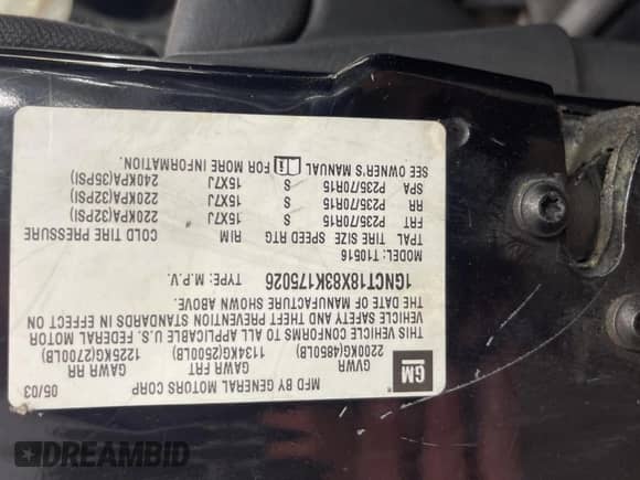 2003 Chevrolet Blazer LS z VIN 1GNCT18X83K175026, wystawiony jako Copart lot #69479335 z przebiegiem 200 297 mil mil oraz Czysty tytuł • Clean title. Historia ofert i sprzedaży dostępna na DreamBid. Obrazek 10.