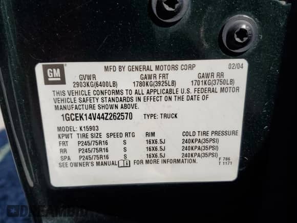 2004 Chevrolet Silverado 1500 Work Truck z VIN 1GCEK14V44Z262570, wystawiony jako Copart lot #76862394 z przebiegiem 138 432 mil mil oraz Szkoda całkowita • Salvage title. Historia ofert i sprzedaży dostępna na DreamBid. Obrazek 14.