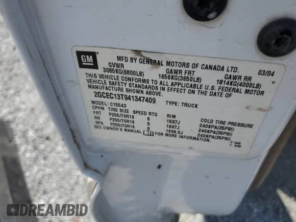 ✅ 2004 Chevrolet Silverado 1500 LS • VIN: 2GCEC13T941347409 • Лот: 70205925. Опубликован ранее на Copart с пробегом 393 526 миль. Бесплатный доступ к архиву аукционных продаж из США и подробный отчёт об истории автомобиля на DreamBid. Изображение 13.
