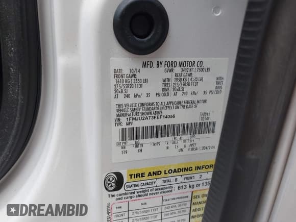 ✅ 2015 Ford Expedition Limited • VIN: 1FMJU2AT3FEF14056 • Lot: 41700795. Wystawiony na IAAI z przebiegiem 131 667 mil. Bezpłatny archiwum sprzedaży aukcyjnych z USA i szczegółowy raport historii pojazdu na DreamBid. Zdjęcie 9.