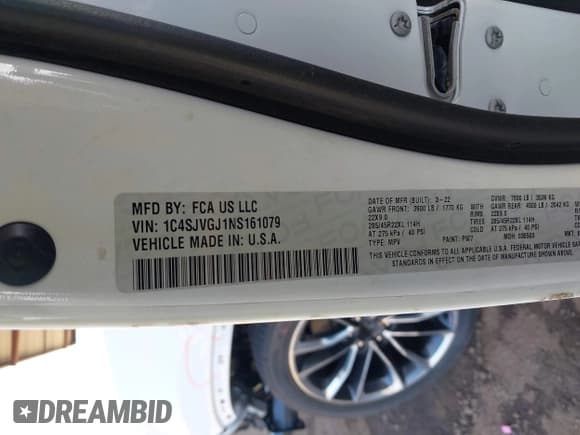 ✅ 2022 Jeep Grand Wagoneer Series III • VIN: 1C4SJVGJ1NS161079 • Lot: 41993317. Listed on IAAI with 35,902 mi. Free auction sales archive from the USA and detailed vehicle history report at DreamBid. Image 9.