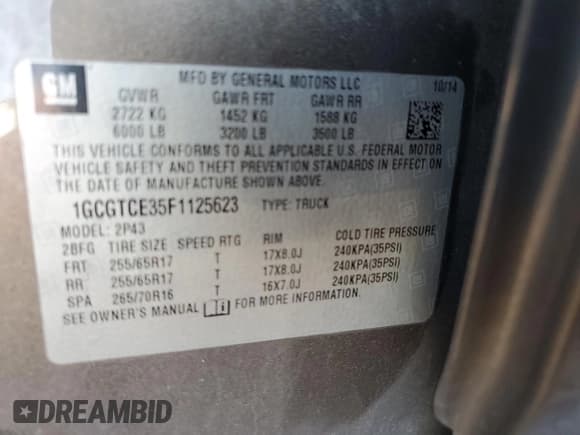✅ 2015 Chevrolet Colorado 4WD Z71 • VIN: 1GCGTCE35F1125623 • Лот: 74632544. Опубликован ранее на Copart с пробегом 227 491 миль. Бесплатный доступ к архиву аукционных продаж из США и подробный отчёт об истории автомобиля на DreamBid. Изображение 12.