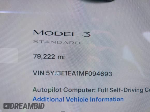 ✅ 2021 Tesla Model 3 Standard Range Plus • VIN: 5YJ3E1EA1MF094693 • Lot: 42083700. Wystawiony na IAAI z przebiegiem 79 222 mil. Bezpłatny archiwum sprzedaży aukcyjnych z USA i szczegółowy raport historii pojazdu na DreamBid. Zdjęcie 16.
