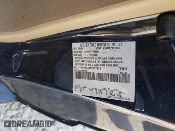 ✅ 2001 Ford Mustang Deluxe • VIN: 1FAFP44411F177879 • Lot: 67765685. Listed on Copart with 116,283 mi. Free auction sales archive from the USA and detailed vehicle history report at DreamBid. Image 12.