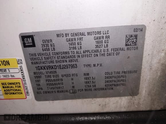 ✅ 2014 GMC Acadia SLT • VIN: 1GKKVRKD1EJ297963 • Лот: 43627344. Опубликован ранее на IAAI с пробегом 221 239 миль. Бесплатный доступ к архиву аукционных продаж из США и подробный отчёт об истории автомобиля на DreamBid. Изображение 9.