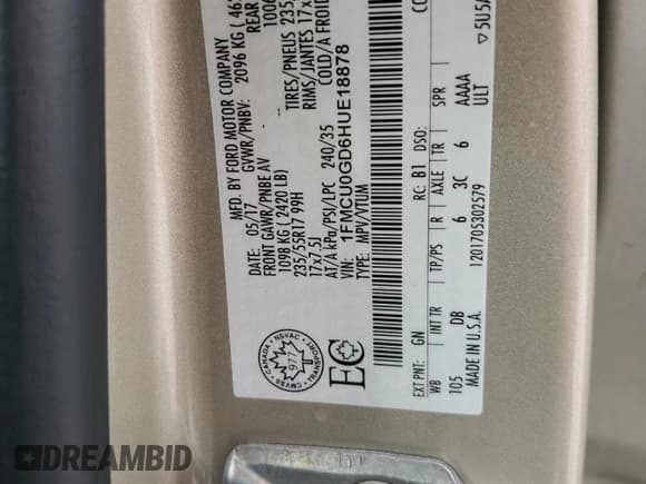 ✅ 2017 Ford Escape SE • VIN: 1FMCU0GD6HUE18878 • Lot: 60573815. Wystawiony na Copart z przebiegiem 119 037 mil. Bezpłatny archiwum sprzedaży aukcyjnych z USA i szczegółowy raport historii pojazdu na DreamBid. Zdjęcie 13.