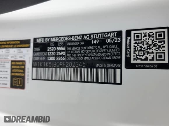 ✅ 2023 Mercedes-Benz E 450 • VIN: W1K1K5JB0PF202345 • Lot: 83805315. Listed on Copart with 16,810 mi. Free auction sales archive from the USA and detailed vehicle history report at DreamBid. Image 12.