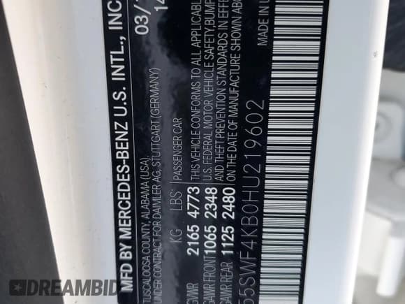 ✅ 2017 Mercedes-Benz C 300 • VIN: 55SWF4KB0HU219602 • Lot: 86846665. Listed on Copart with 96,456 mi. Free auction sales archive from the USA and detailed vehicle history report at DreamBid. Image 12.