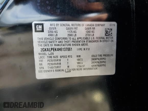 ✅ 2017 GMC Terrain SLT • VIN: 2GKALPEK4H6137061 • Lot: 80556305. Listed on Copart with 99,978 mi. Free auction sales archive from the USA and detailed vehicle history report at DreamBid. Image 14.