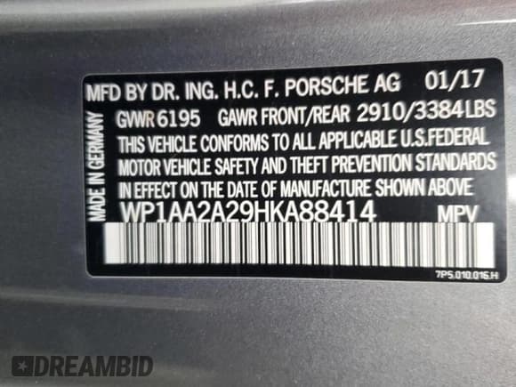 ✅ 2017 Porsche Cayenne • VIN: WP1AA2A29HKA88414 • Lot: 72027552. Listed on Copart with 91,067 mi. Free auction sales archive from the USA and detailed vehicle history report at DreamBid. Image 15.