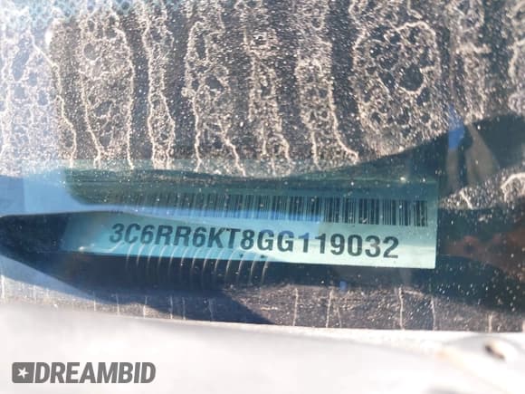 ✅ 2016 Ram 1500 Tradesman • VIN: 3C6RR6KT8GG119032 • Lot: 43789210. Listed on IAAI with 220,168 mi. Free auction sales archive from the USA and detailed vehicle history report at DreamBid. Image 9.