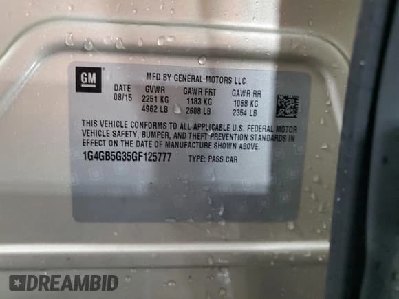 ✅ 2016 Buick LaCrosse Leather • VIN: 1G4GB5G35GF125777 • Lot: 87242165. Wystawiony na Copart z przebiegiem 87 945 mil. Bezpłatny archiwum sprzedaży aukcyjnych z USA i szczegółowy raport historii pojazdu na DreamBid. Zdjęcie 12.