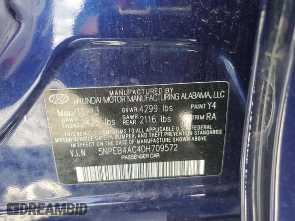 ✅ 2013 Hyundai Sonata GLS • VIN: 5NPEB4AC4DH709572 • Lot: 71935474. Listed on Copart with 145,167 mi. Free auction sales archive from the USA and detailed vehicle history report at DreamBid. Image 14.