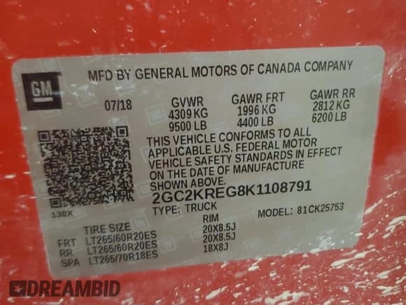 ✅ 2019 Chevrolet Silverado 2500HD Work Truck • VIN: 2GC2KREG8K1108791 • Лот: 91810855. Опубликован ранее на Copart с пробегом 230 904 миль. Бесплатный доступ к архиву аукционных продаж из США и подробный отчёт об истории автомобиля на DreamBid. Изображение 12.