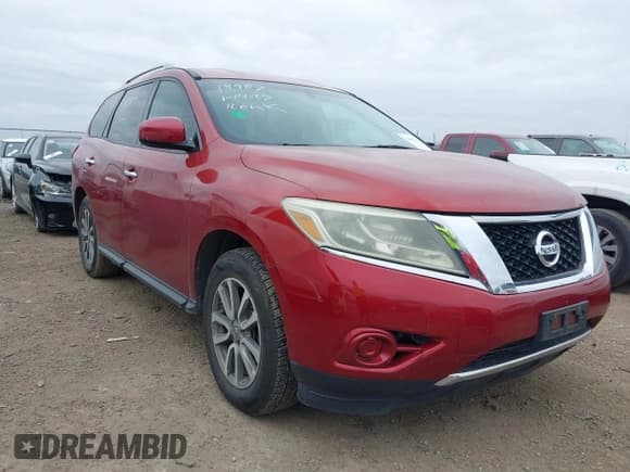✅ 2014 Nissan Pathfinder SV • VIN: 5N1AR2MNXEC618987 • Lot: 41593401. Listed on IAAI with 152,764 mi. Free auction sales archive from the USA and detailed vehicle history report at DreamBid. Image 1.