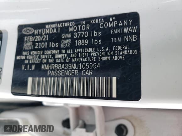 ✅ 2021 Hyundai Venue SE • VIN: KMHRB8A39MU105994 • Lot: 47218365. Listed on Copart with 45,861 mi. Free auction sales archive from the USA and detailed vehicle history report at DreamBid. Image 12.