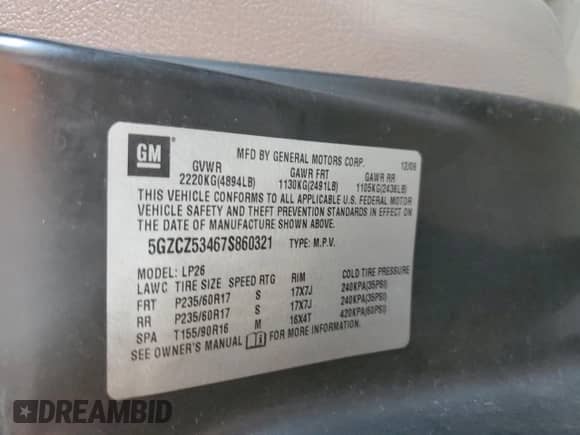 2007 Saturn VUE V6 z VIN 5GZCZ53467S860321, wystawiony jako Copart lot #84924024 z przebiegiem Nie podano mil oraz Szkoda całkowita • Salvage title. Historia ofert i sprzedaży dostępna na DreamBid. Obrazek 14.