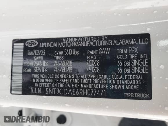 2024 Hyundai Santa Cruz SEL с VIN 5NTJCDAE6RH077471, выставлен на аукционе Copart как лот 45231415 с пробегом 18 386 миль миль и Списание • Salvage title. История ставок и продаж доступна на DreamBid. Изображение 13.