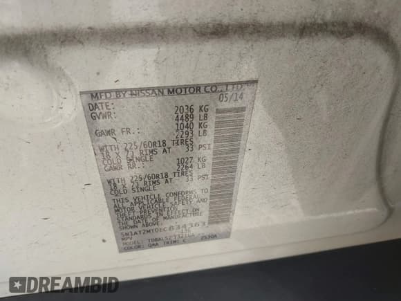 ✅ 2014 Nissan Rogue SL • VIN: 5N1AT2MT0EC834363 • Lot: 43105401. Listed on IAAI with 187,605 mi. Free auction sales archive from the USA and detailed vehicle history report at DreamBid. Image 9.