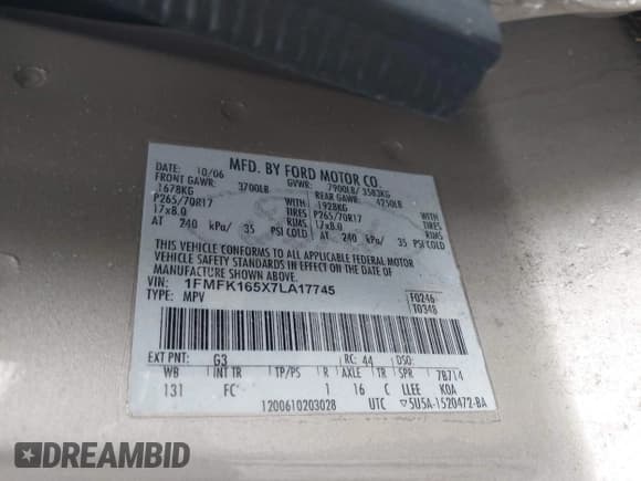 ✅ 2007 Ford Expedition Max XLT • VIN: 1FMFK165X7LA17745 • Лот: 42127365. Опубликован ранее на IAAI с пробегом Не указан. Бесплатный доступ к архиву аукционных продаж из США и подробный отчёт об истории автомобиля на DreamBid. Изображение 9.