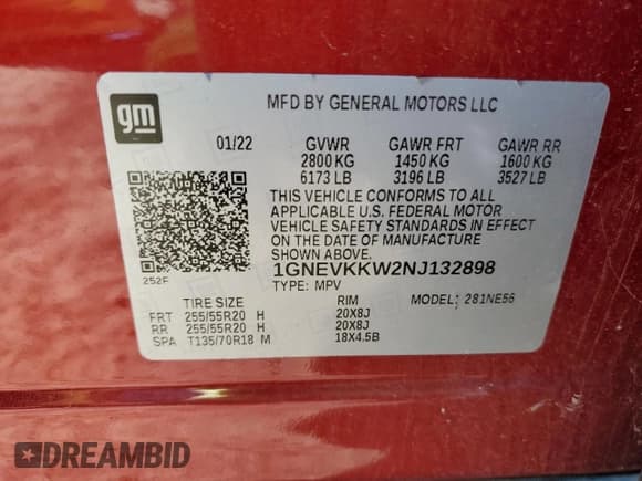 ✅ 2022 Chevrolet Traverse Premier • VIN: 1GNEVKKW2NJ132898 • Лот: 89561575. Опубликован ранее на Copart с пробегом 12 902 миль. Бесплатный доступ к архиву аукционных продаж из США и подробный отчёт об истории автомобиля на DreamBid. Изображение 13.