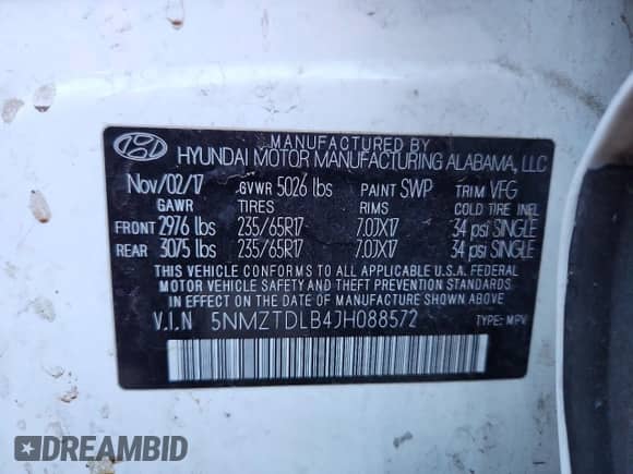 2018 Hyundai Santa Fe 2.4L z VIN 5NMZTDLB4JH088572, wystawiony jako Copart lot #90405795 z przebiegiem 151 539 mil mil oraz Czysty tytuł • Clean title. Historia ofert i sprzedaży dostępna na DreamBid. Obrazek 13.