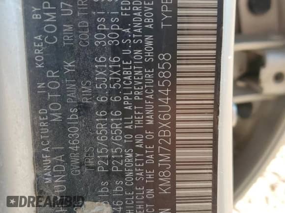 2006 Hyundai Tucson GL с VIN KM8JM72BX6U445858, выставлен на аукционе Copart как лот 67935745 с пробегом 245 943 миль миль и Чистый • Clean title. История ставок и продаж доступна на DreamBid. Изображение 12.