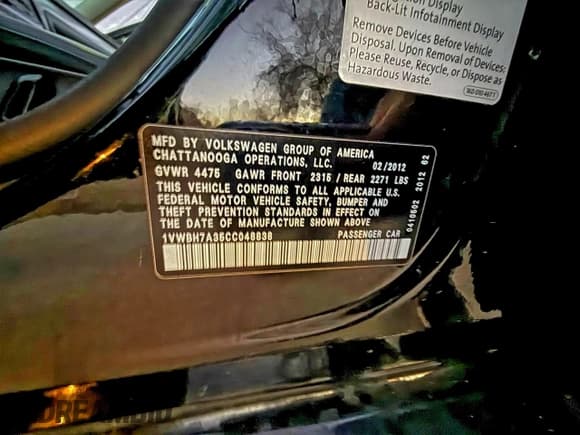 ✅ 2012 Volkswagen Passat SE • VIN: 1VWBH7A35CC048838 • Lot: 96841805. Listed on Copart with 218,808 mi. Free auction sales archive from the USA and detailed vehicle history report at DreamBid. Image 10.