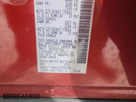 ✅ 2015 Nissan Rogue SV • VIN: 5N1AT2MT7FC871041 • Lot: 91878445. Listed on Copart with 66,238 mi. Free auction sales archive from the USA and detailed vehicle history report at DreamBid. Image 13.