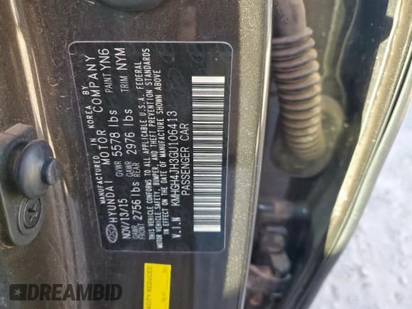 ✅ 2016 Hyundai Equus Signature • VIN: KMHGH4JH3GU106413 • Lot: 91630485. Listed on Copart with 122,078 mi. Free auction sales archive from the USA and detailed vehicle history report at DreamBid. Image 13.