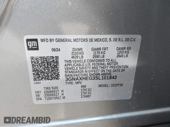 ✅ 2025 Chevrolet Equinox FWD LT • VIN: 3GNAXHEG3SL101843 • Лот: 43185686. Опубликован ранее на IAAI с пробегом 9 123 миль. Бесплатный доступ к архиву аукционных продаж из США и подробный отчёт об истории автомобиля на DreamBid. Изображение 9.