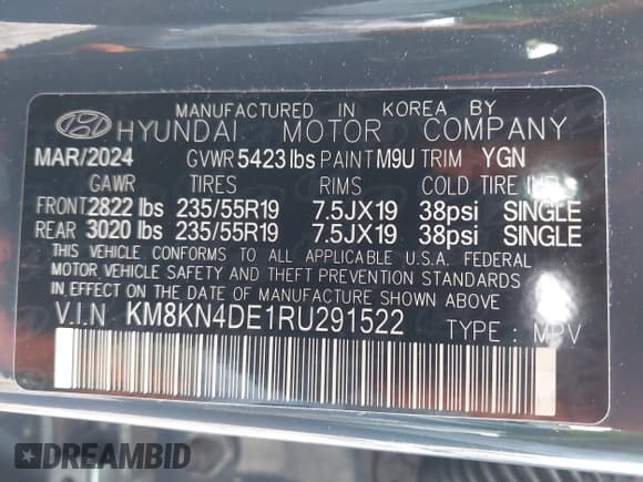 ✅ 2024 Hyundai Ioniq 5 SEL • VIN: KM8KN4DE1RU291522 • Lot: 43607138. Listed on IAAI with 20,727 mi. Free auction sales archive from the USA and detailed vehicle history report at DreamBid. Image 9.