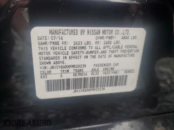 ✅ 2015 Infiniti Q40 • VIN: JN1CV6ARXFM520239 • Лот: 73109394. Опубликован ранее на Copart с пробегом Не указан. Бесплатный доступ к архиву аукционных продаж из США и подробный отчёт об истории автомобиля на DreamBid. Изображение 13.